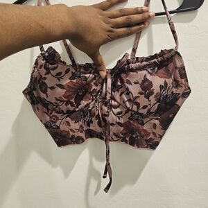 Brown butterfly crop top